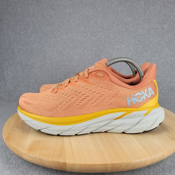 Hoka One One Shoes - Hoka One One Clifton 8 Womens 9.5 Wide Running Shoes Orange 1121375 Summer Song